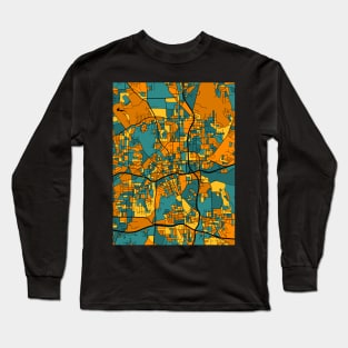 Winston-Salem Map Pattern in Orange & Teal Long Sleeve T-Shirt